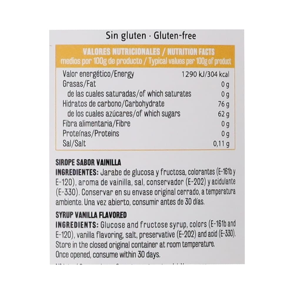 Sirope sabor vainilla Vima Foods (1.2 Kg / 2.64 lb) - Miniatura 4