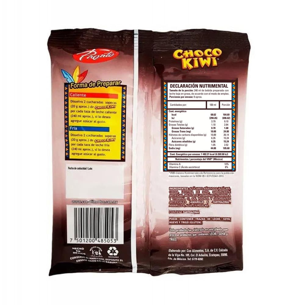 Polvo para preparar bebida sabor chocolate Choco Kiwi Pronto (180 g / 6.35 oz) - Miniatura 2