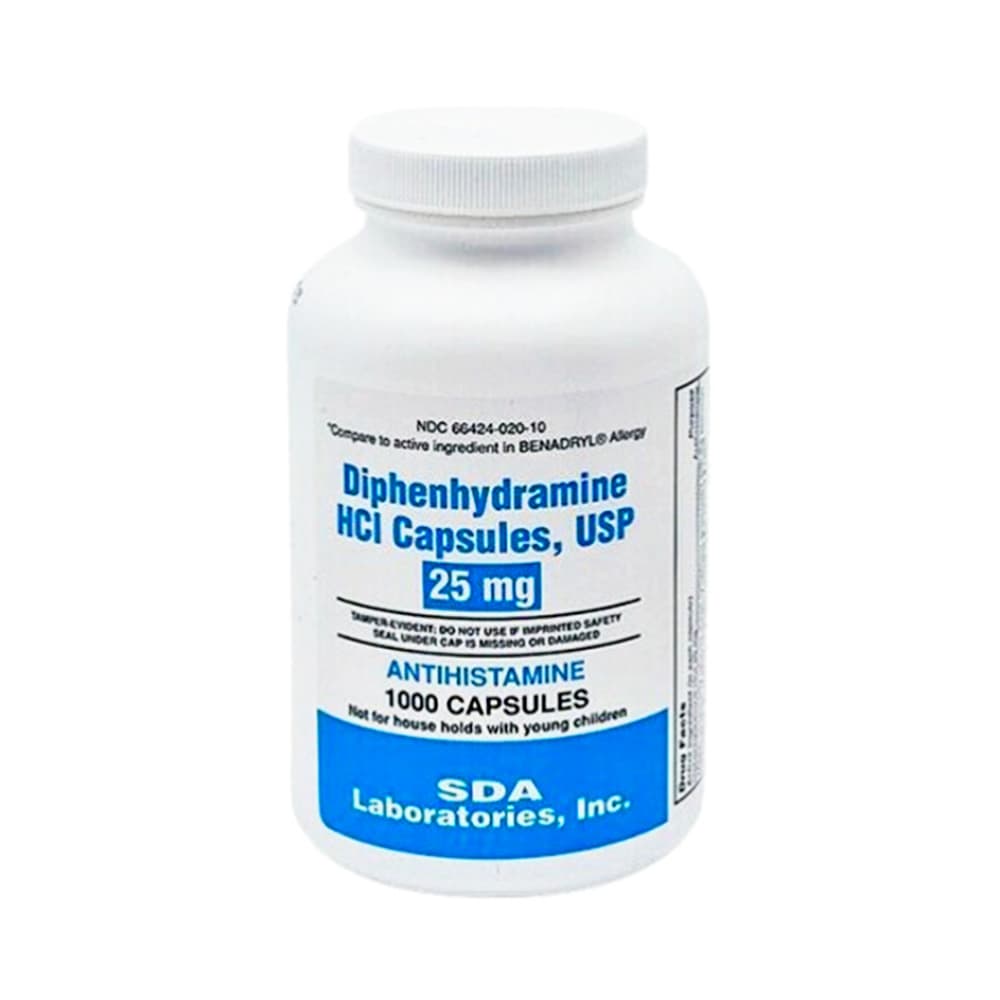 Clorhidrato de difenhidramina 25 mg SDA Laboratories, Inc (1000 cápsulas) - Imagen 1