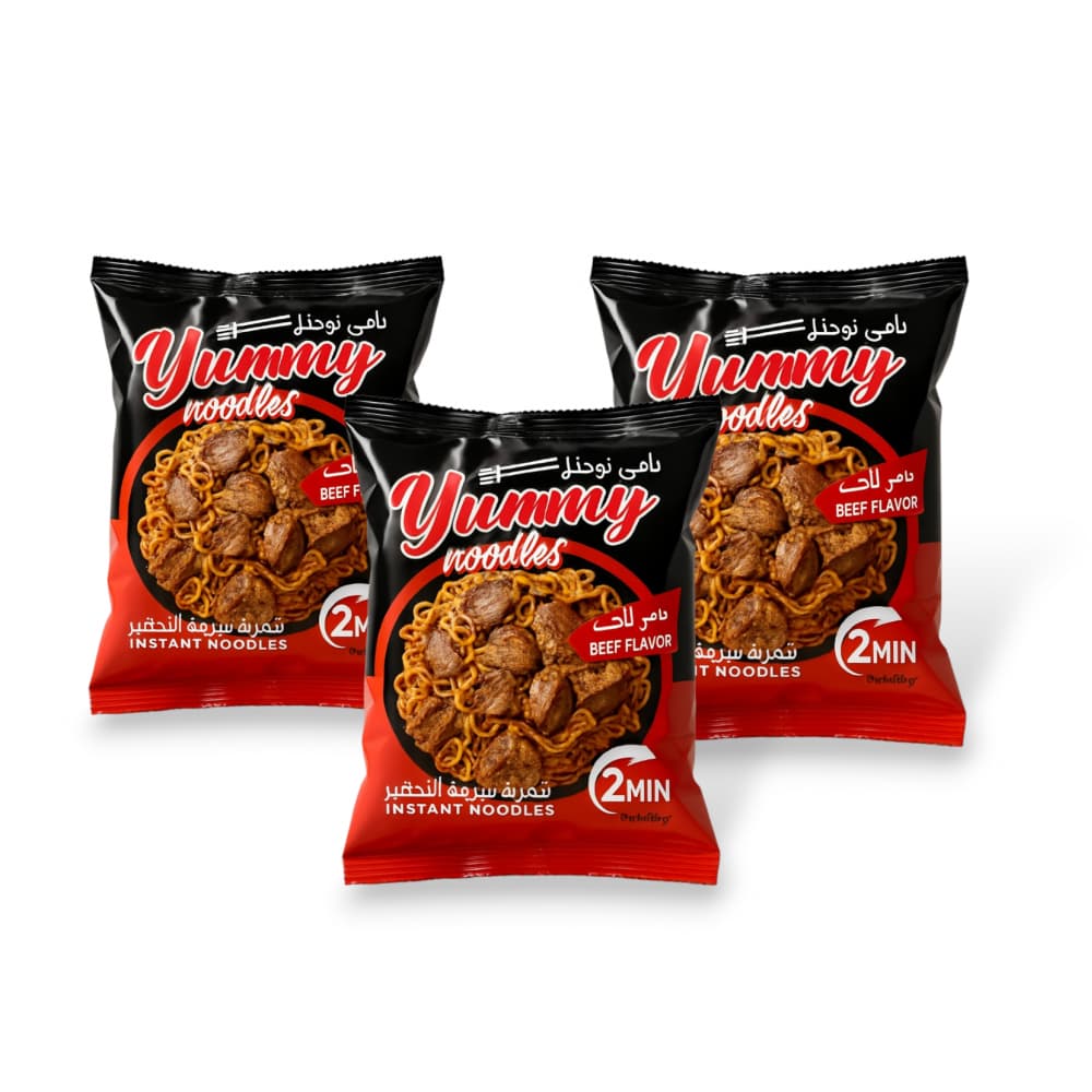 Sopa instantánea sabor a carne Yummy Noodles (3 x 70 g / 2.46 oz) - Imagen 1