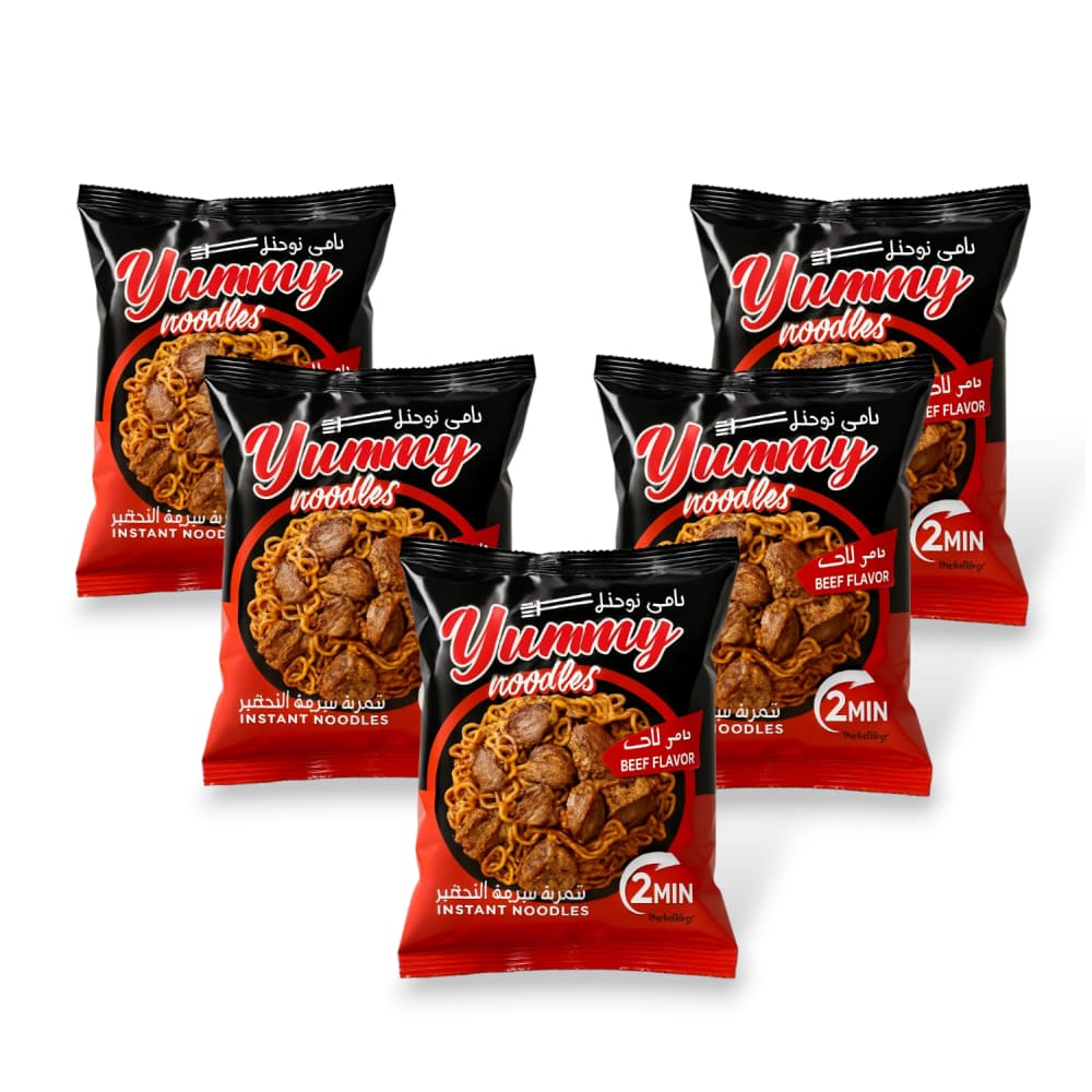 Sopa instantánea sabor a carne Yummy Noodles (5 x 70 g / 2.46 oz) - Imagen 1