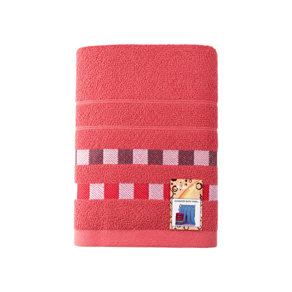 Toalla de baño grande color rojo 70 cm x 140 cm Jacquard - Miniatura 1