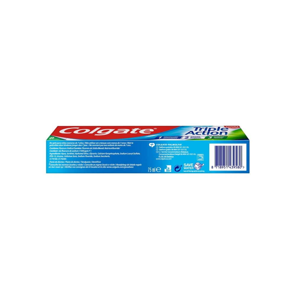 Pasta de dientes triple acción sabor menta intenso Colgate (4 x 75 ml) - Miniatura 3