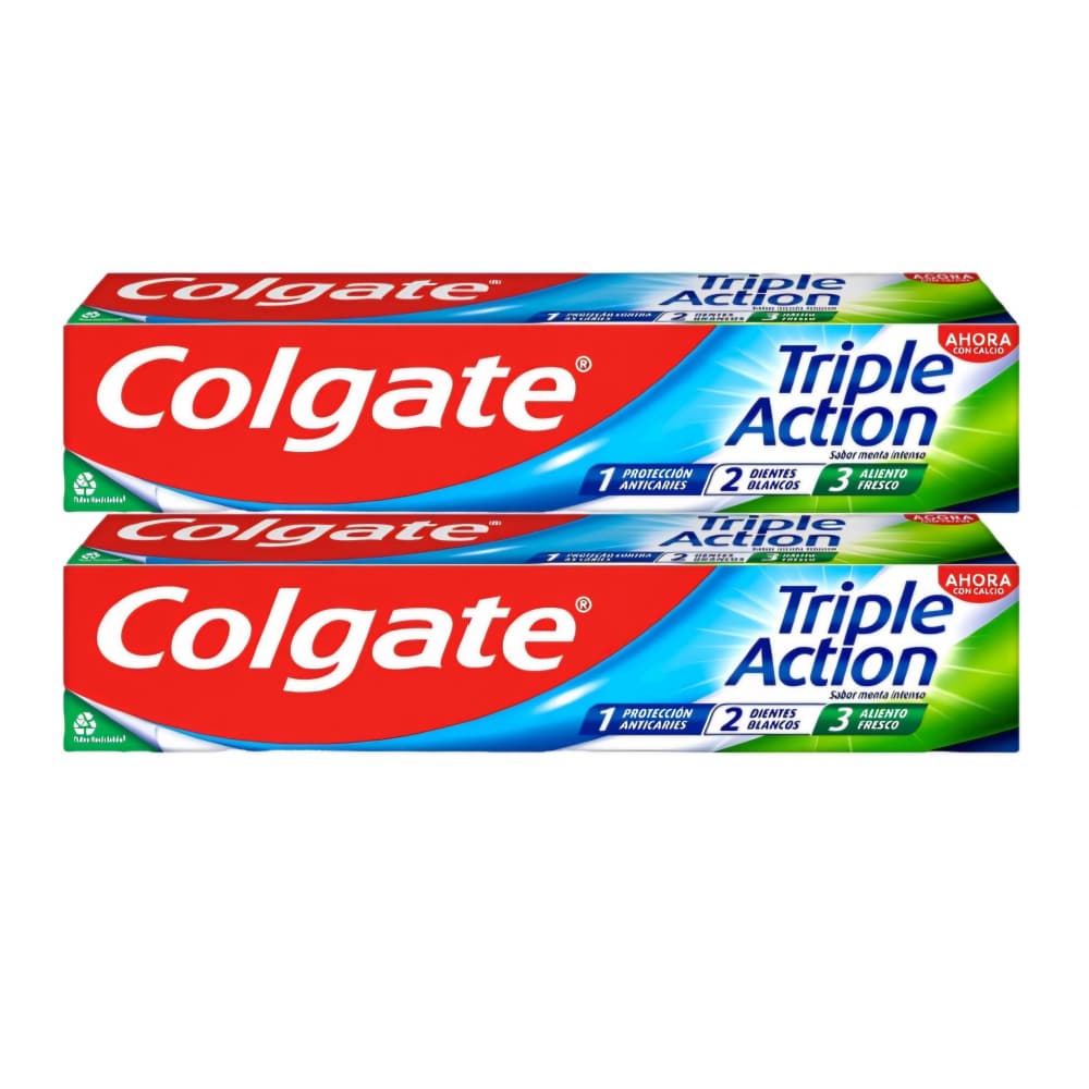 Pasta de dientes triple acción sabor menta intenso Colgate (2 x 75 ml) - Imagen 1