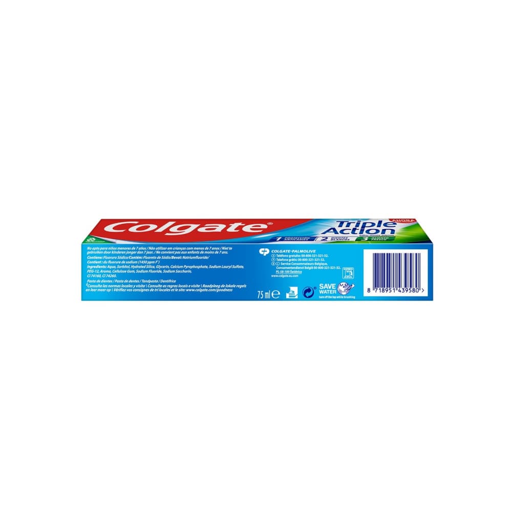 Pasta de dientes triple acción sabor menta intenso Colgate (2 x 75 ml) - Miniatura 3