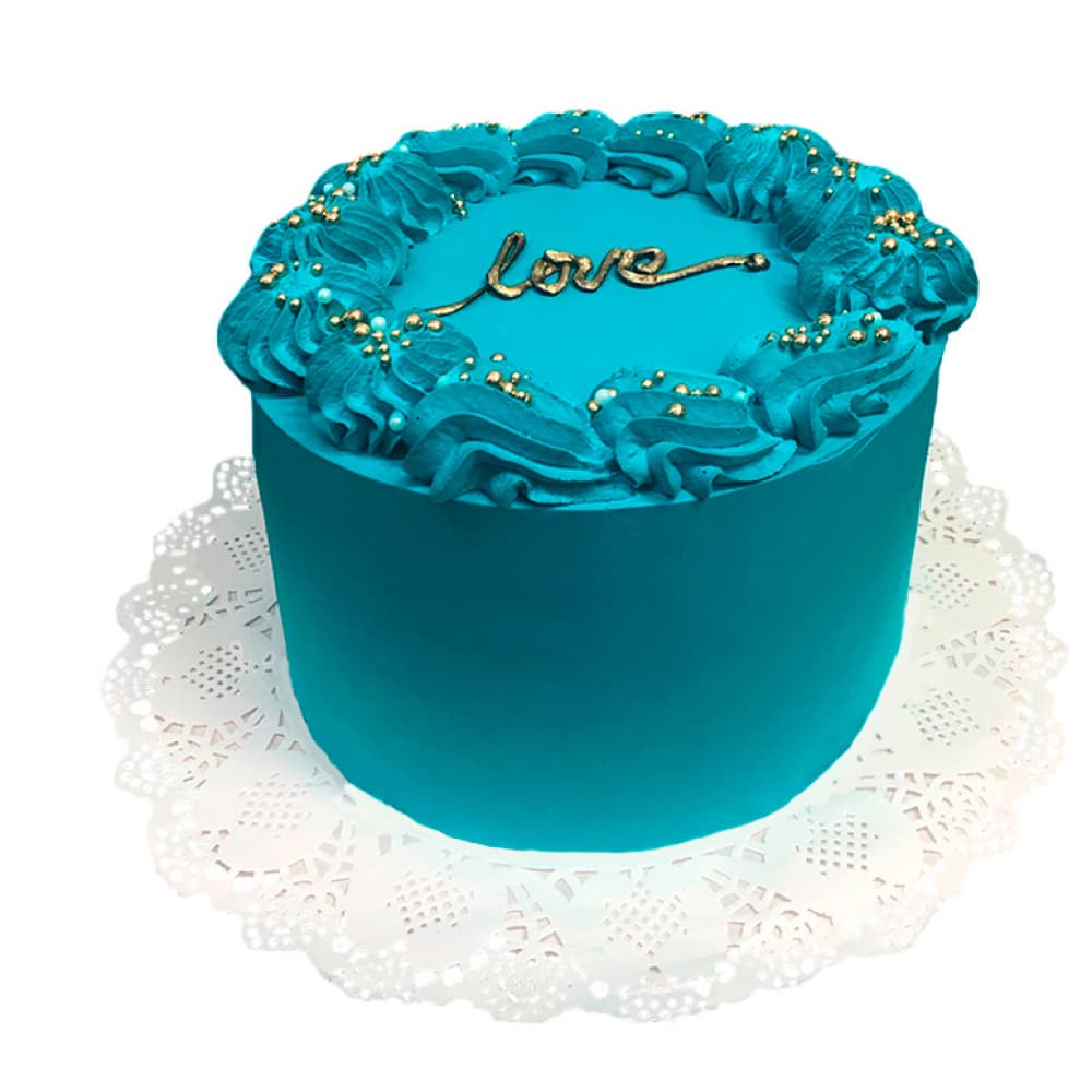 Cake de vainilla plus con nata azul turquesa (15 personas) - Imagen 1