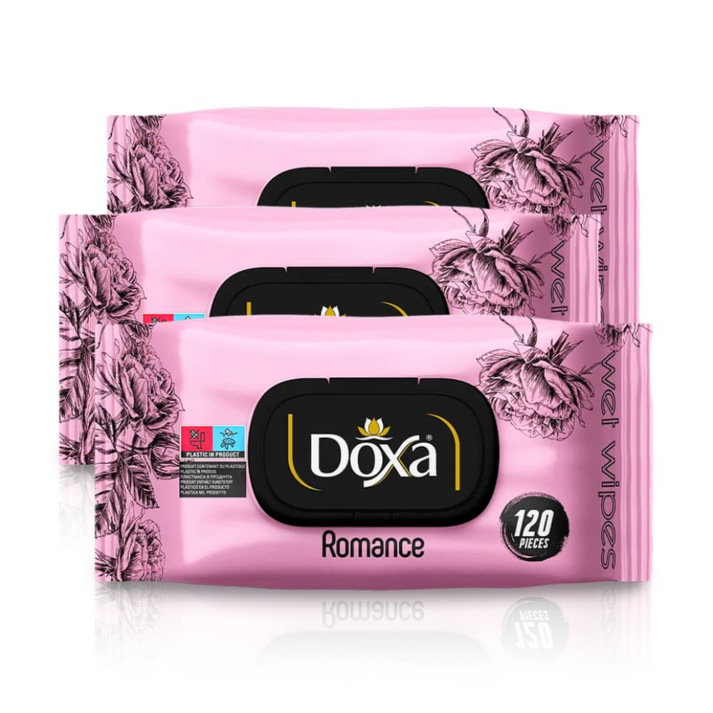 Toallitas húmedas con aroma a romance Doxa (3 x 120 U) - Imagen 1