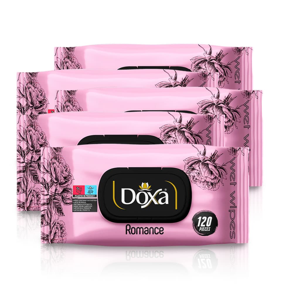 Toallitas húmedas con aroma a romance Doxa (5 x 120 U) - Imagen 1