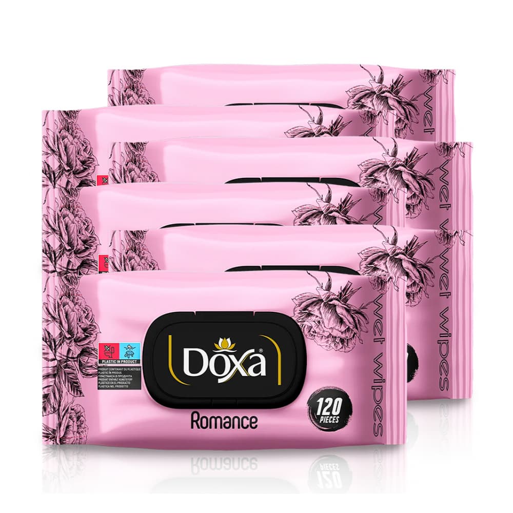 Toallitas húmedas con aroma a romance Doxa (6 x 120 U) - Imagen 1