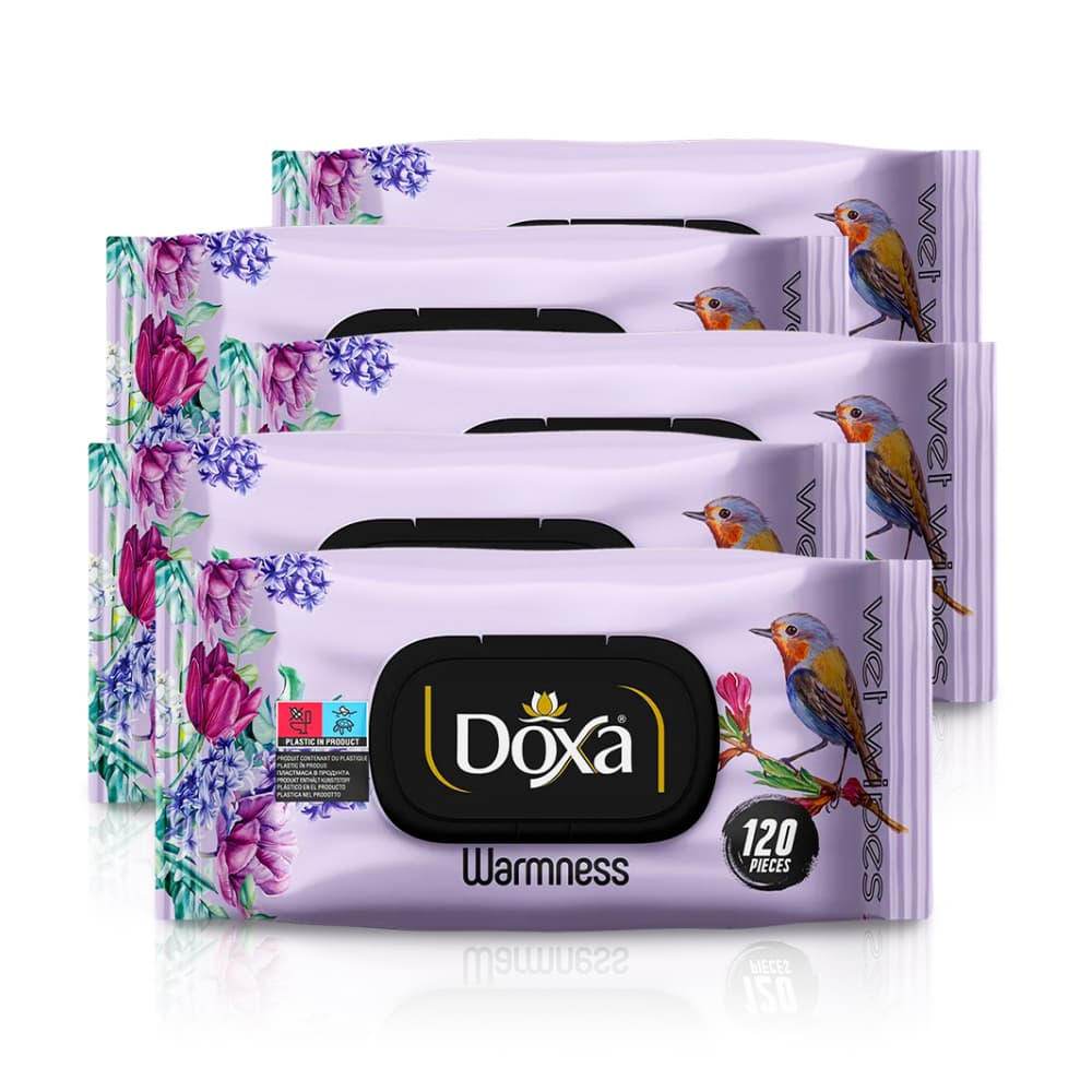 Toallitas húmedas con aroma cálido Doxa (5 x 120 U) - Imagen 1
