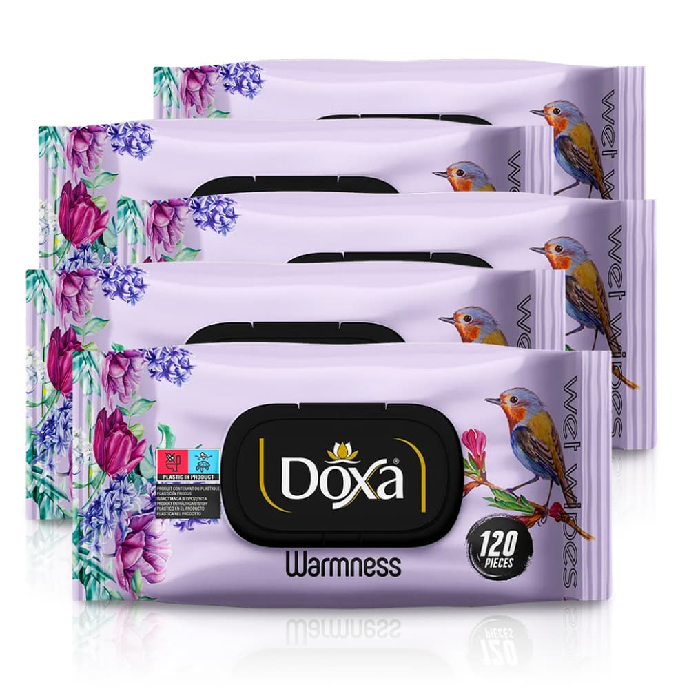 Toallitas húmedas con aroma cálido Doxa (5 x 120 U) - Imagen 1