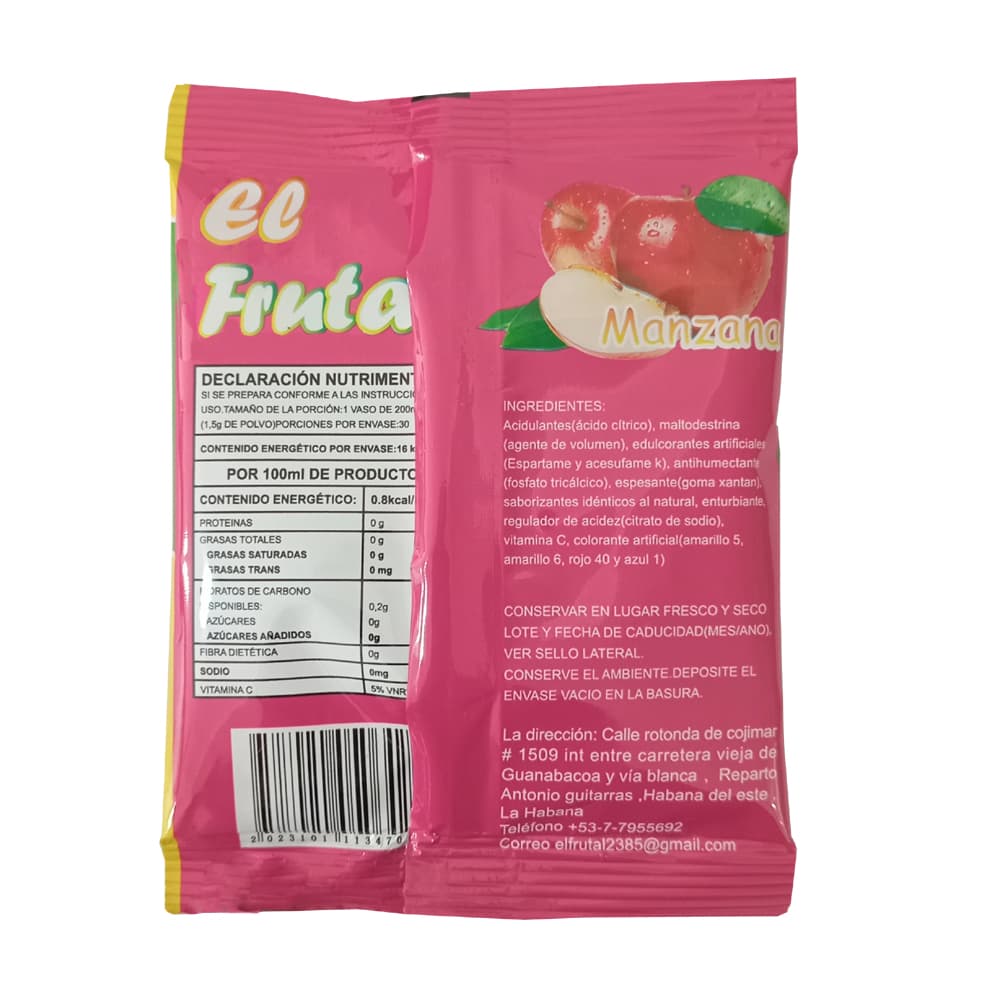 Refresco instantáneo sabor manzana El Frutal (45 g / 1.58 oz) - Miniatura 2