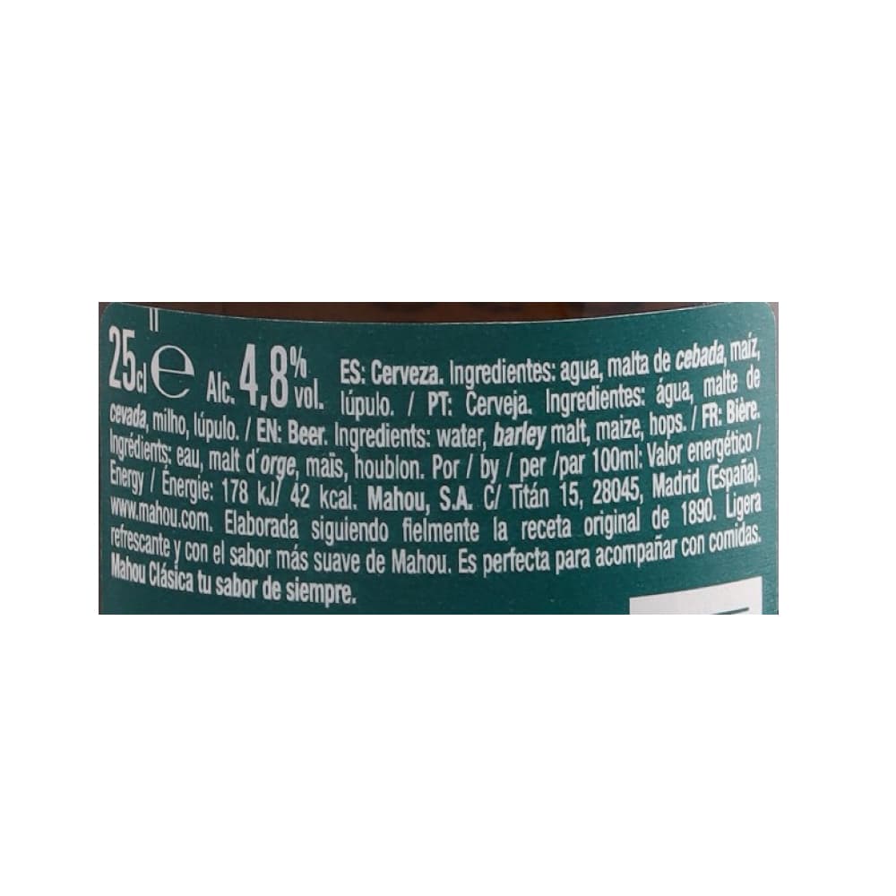 Cerveza de botella Mahou Clásica (250 ml) - Miniatura 2
