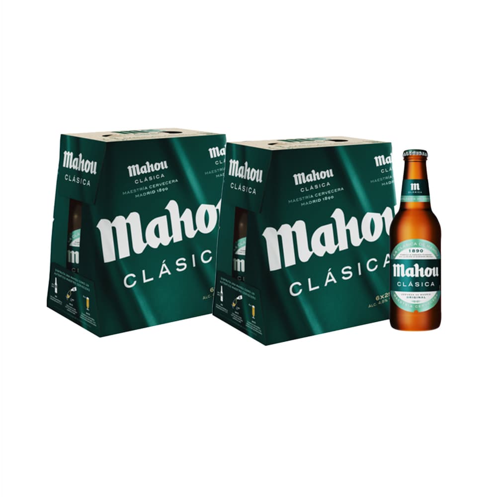Cerveza de botella Mahou Clásica (12 x 250 ml) - Imagen 1