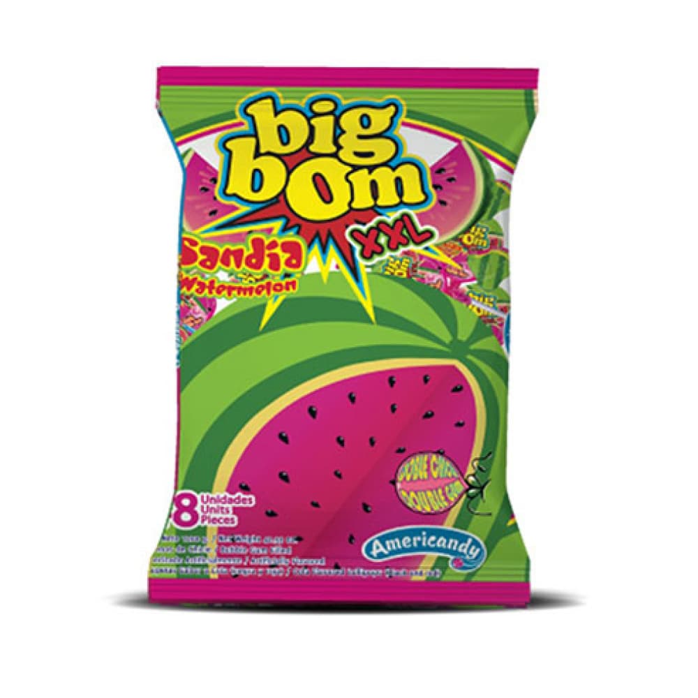 Chupete sabor a sandia con relleno de chicle Big Bom (1.2 kg / 2.64 lb) - Miniatura 1