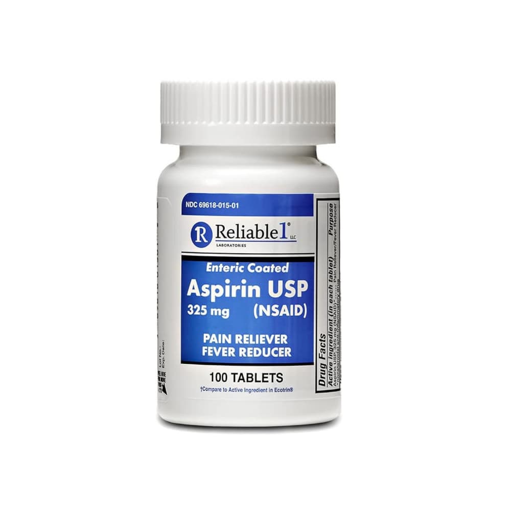 Aspirina. Ácido acetilsalicílico 325 mg Reliable-1 (100 tabletas) - Miniatura 1
