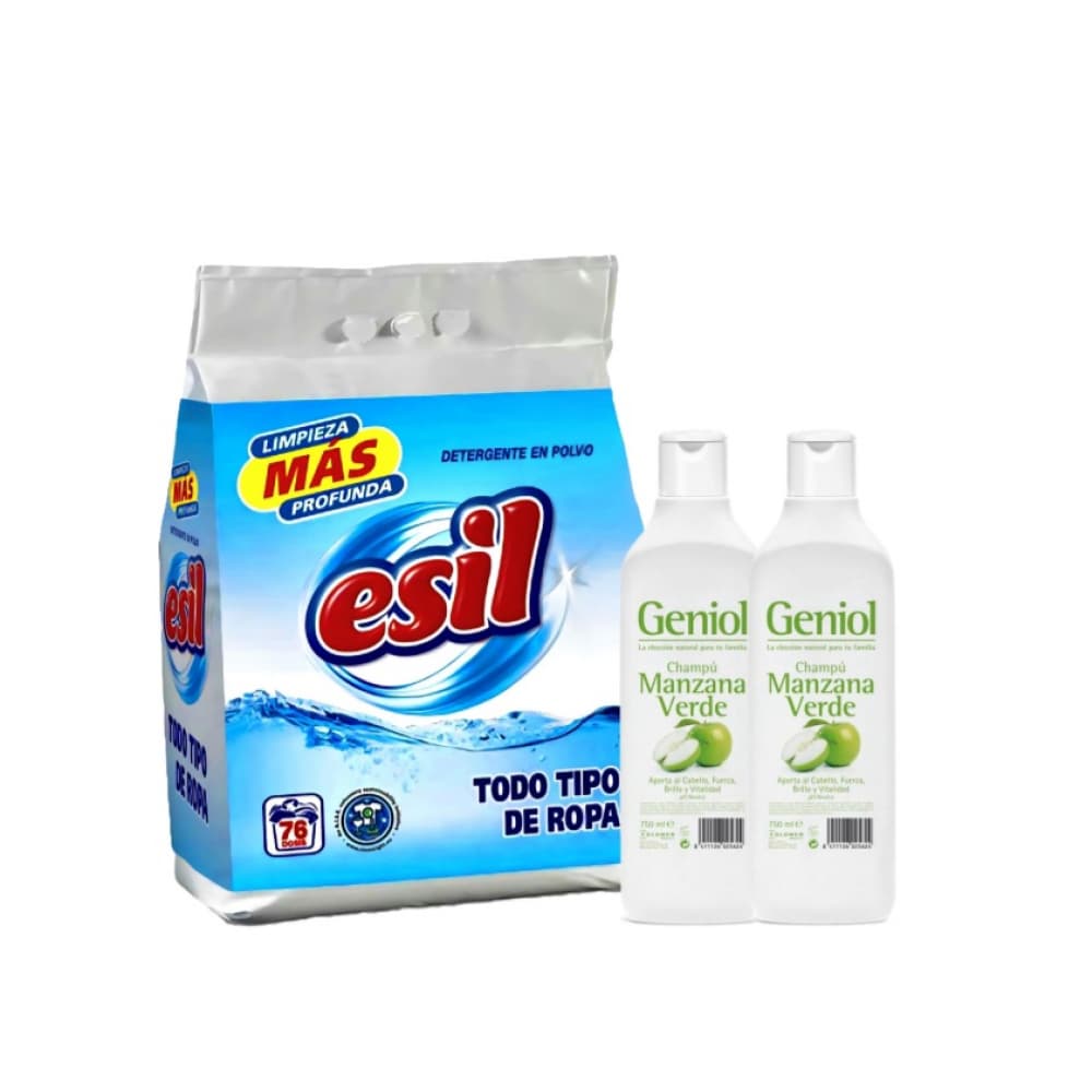 Detergente en polvo Esil  + Champú manzana verde Geniol - Imagen 1