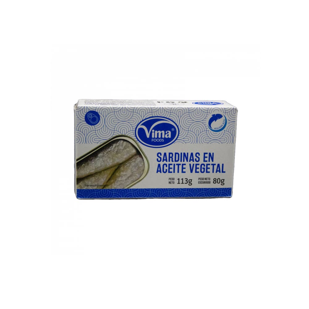 Sardinas en aceite vegetal Vima Foods (113 g / 3.98 oz) - Imagen 1