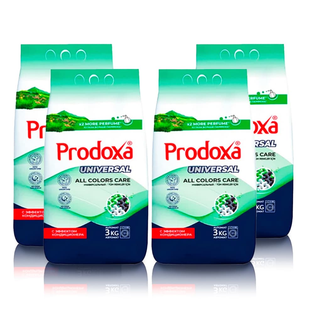 Detergente en polvo para ropa Universal Prodoxa (4 x 3 kg / 6.6 lb) - Imagen 1