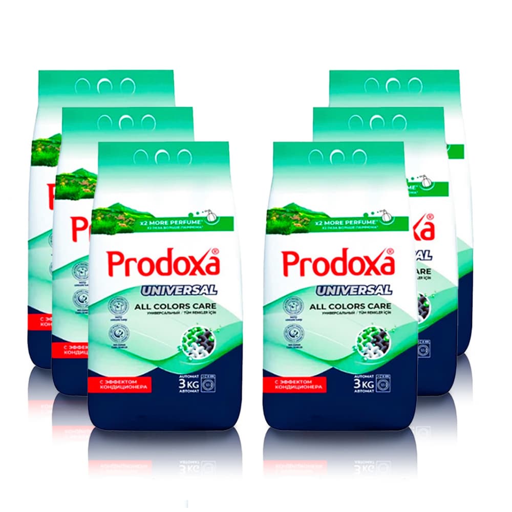 Detergente en polvo para ropa Universal Prodoxa (6 x 3 kg / 6.6 lb) - Imagen 1