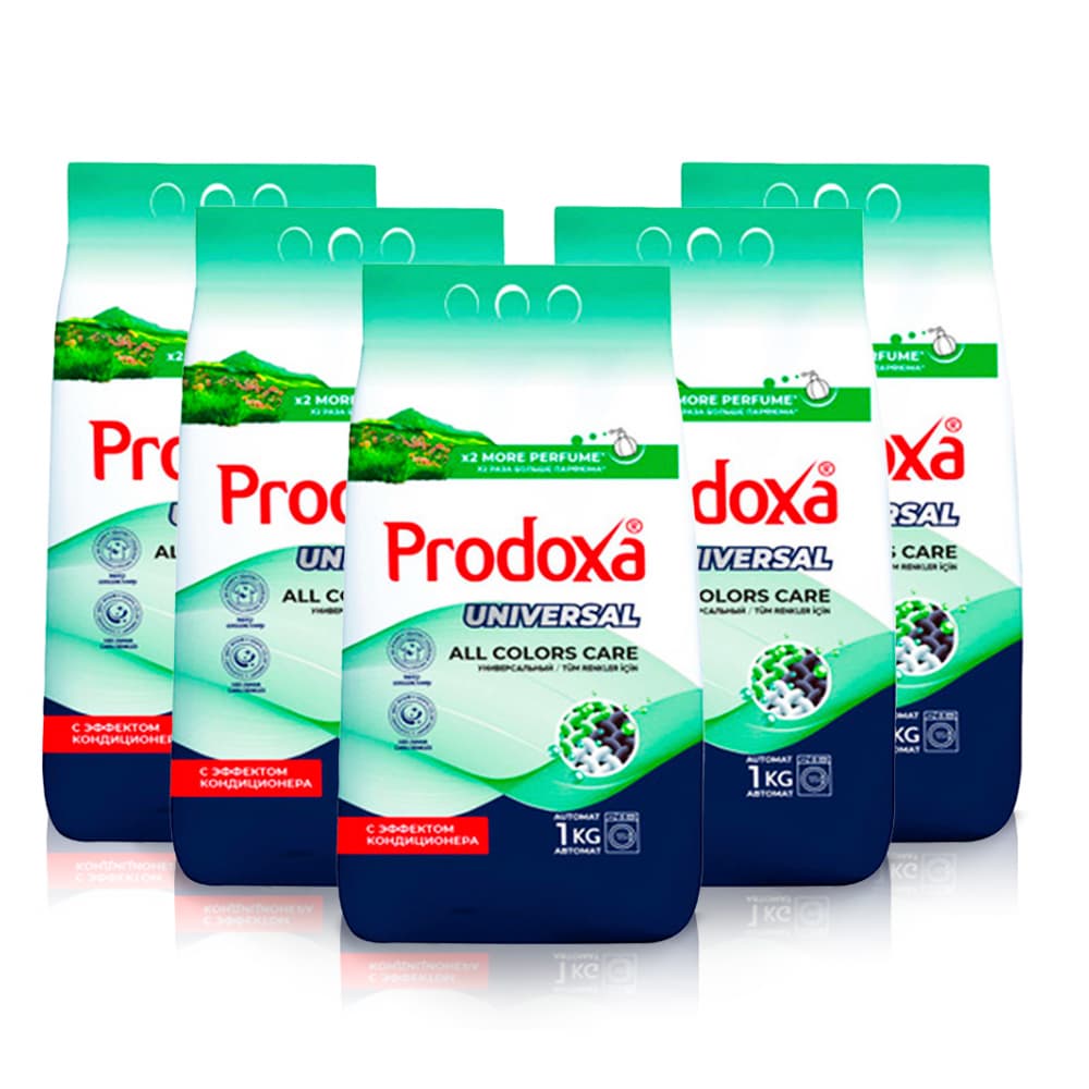 Detergente en polvo para ropa Universal Prodoxa (5 x 1 kg / 2.2 lb) - Imagen 1