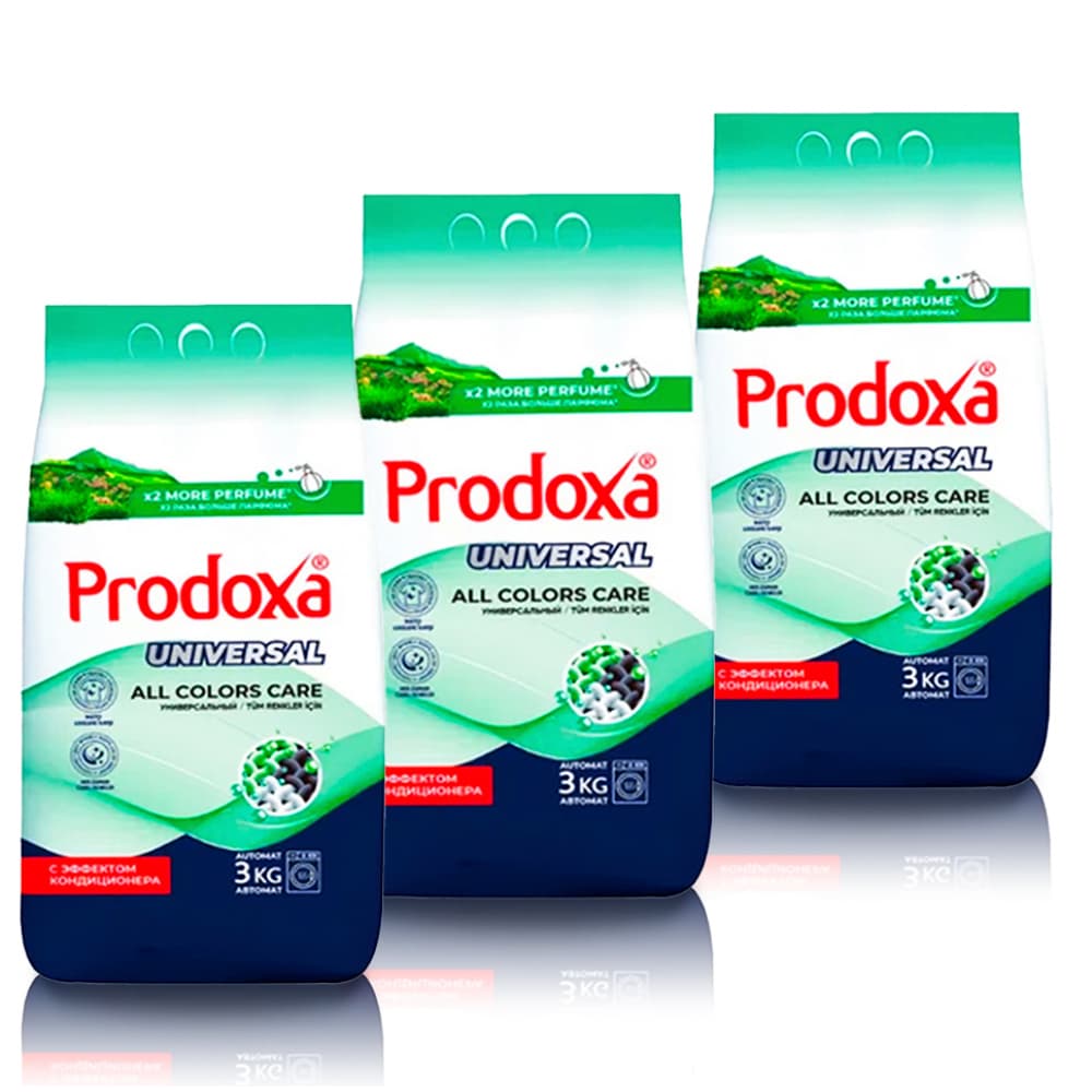 Detergente en polvo para ropa Universal Prodoxa (3 x 3 kg / 6.6 lb) - Imagen 1