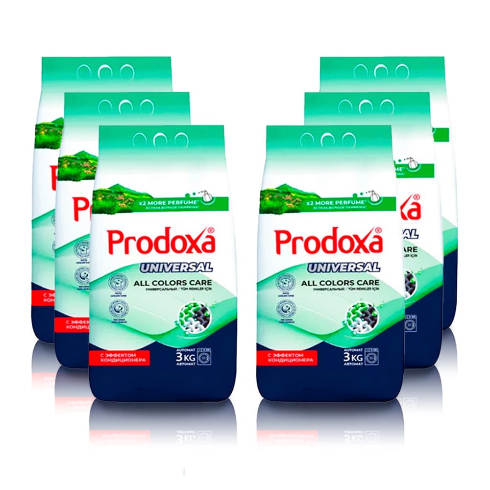 Detergente en polvo para ropa Universal Prodoxa (6 x 3 kg / 6.6 lb) - Imagen 1