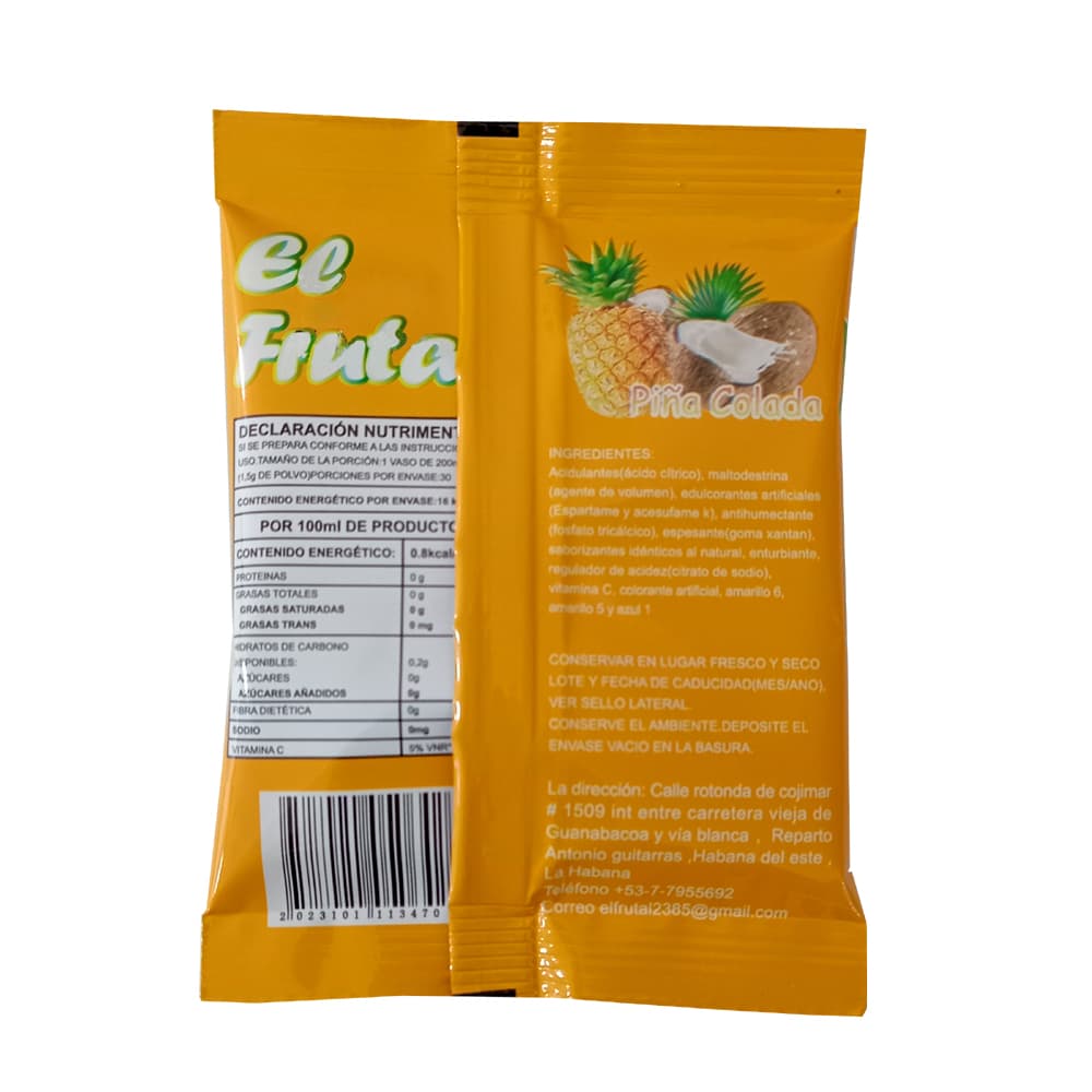 Refresco instantáneo sabor piña colada El Frutal (45 g / 1.58 oz) - Miniatura 2
