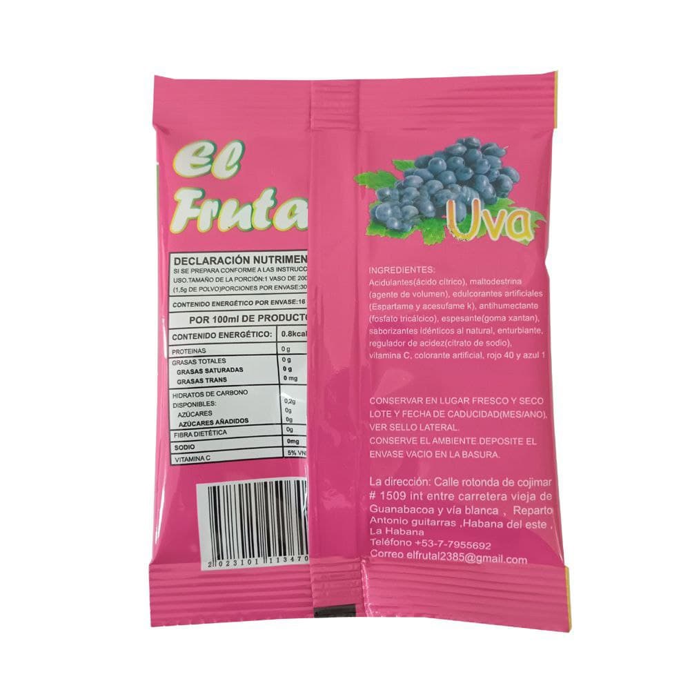 Refresco instantáneo sabor uva El Frutal (45 g / 1.58 oz) - Miniatura 2