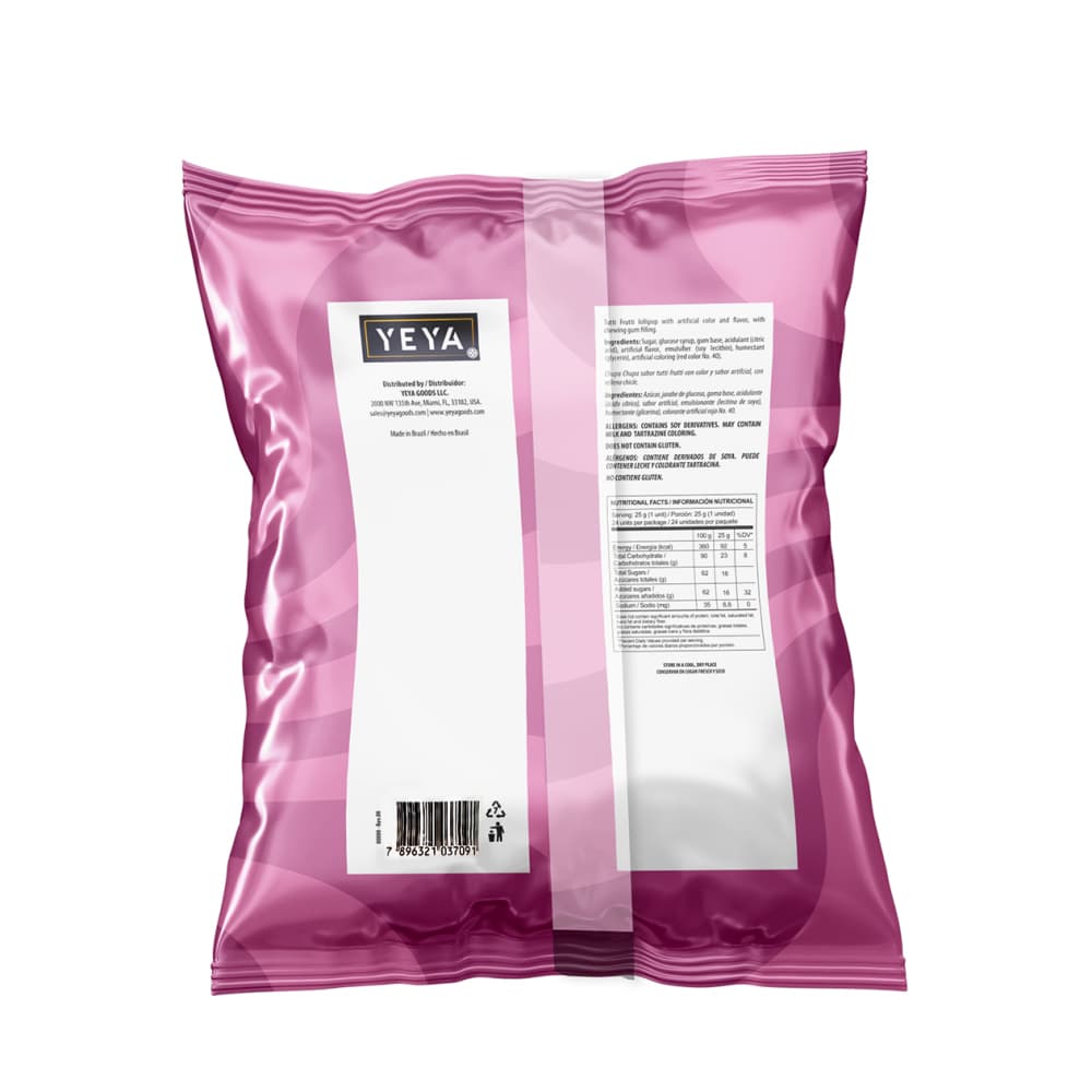 Chupa chupas con relleno de chicle sabor tutti frutti Yeya (600 g / 1.32 lb) - Miniatura 3