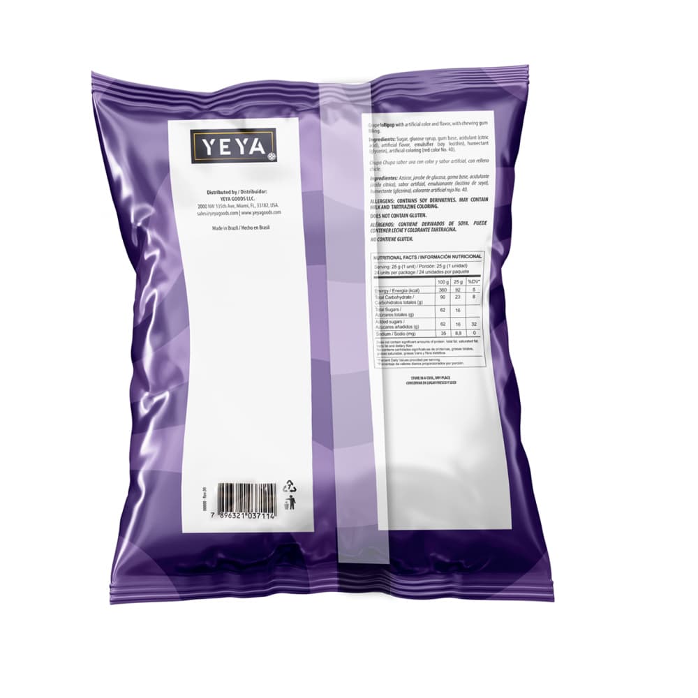 Chupa chupas con relleno de chicle sabor uva Yeya (5 x 600 g / 1.32 lb) - Miniatura 2