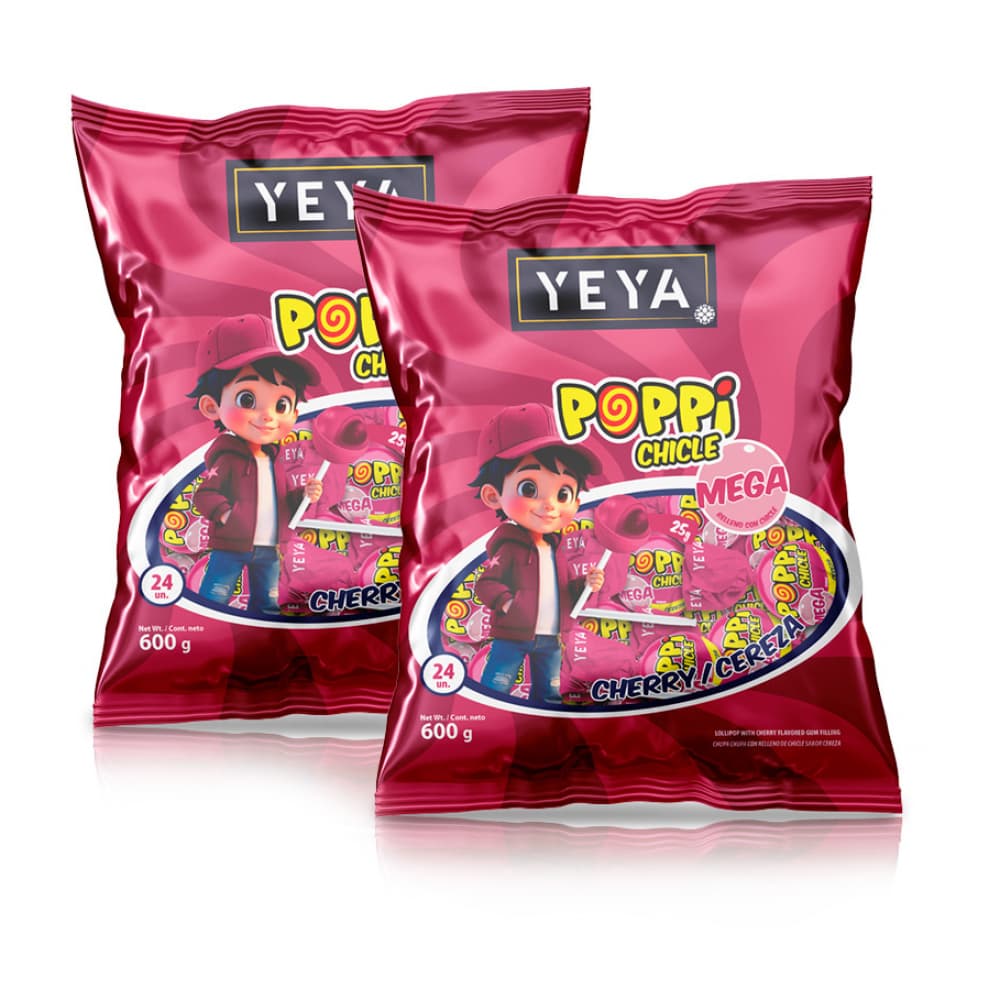 Chupa chupas con relleno de chicle sabor cereza Yeya (2 x 600 g / 1.32 lb) - Imagen 1