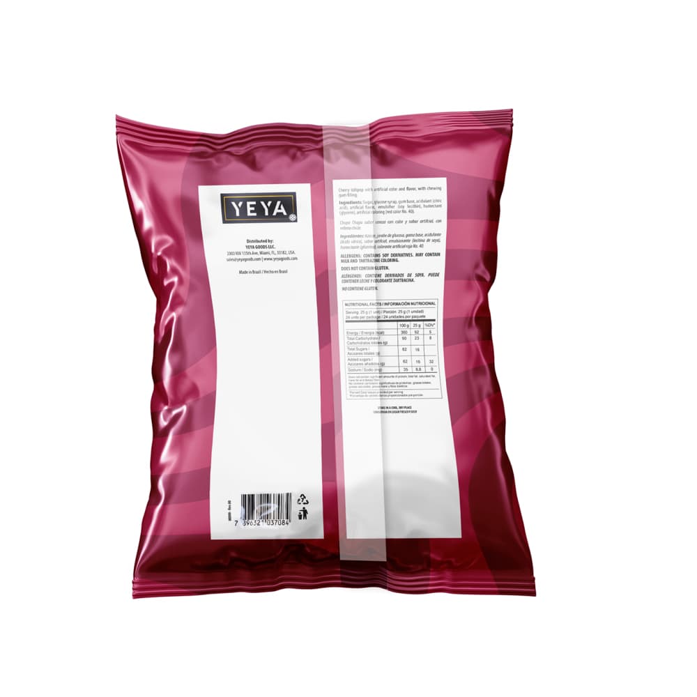 Chupa chupas con relleno de chicle sabor cereza Yeya (5 x 600 g / 1.32 lb) - Miniatura 2