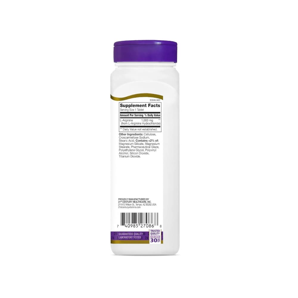 Suplemento dietético con L-Arginina 1000 mg 21st Century (100 tabletas) - Miniatura 2