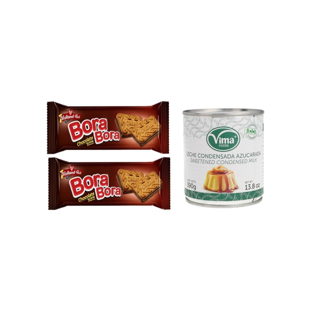 Leche condensada azucarada Vima Foods (390 g / 13.8 oz) + Galletas de crema con sabor a chocolate Holland Park Bora Bora (2 x 78 g / 2.75 oz) - Miniatura 1