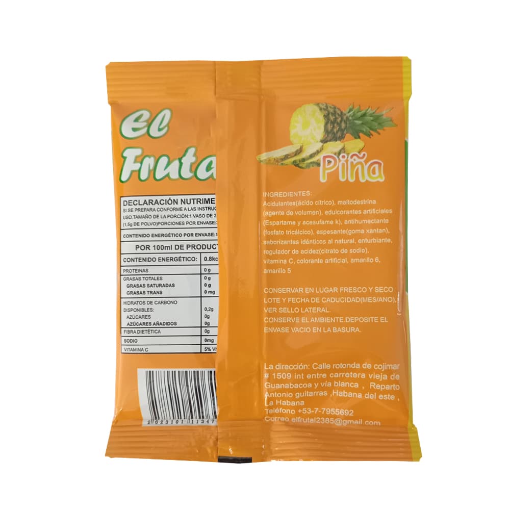 Refresco instantáneo sabor piña El Frutal (45 g / 1.58 oz) - Miniatura 3