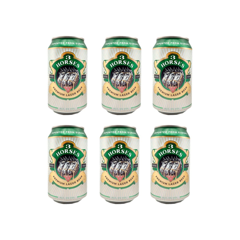 Cerveza 3 Horses (6 x 330 ml / 11.64 fl oz) - Imagen 1