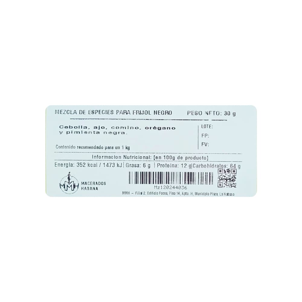 Mezcla de especias para frijol negro Macerados Habana (30 g / 1.06 oz) - Miniatura 2