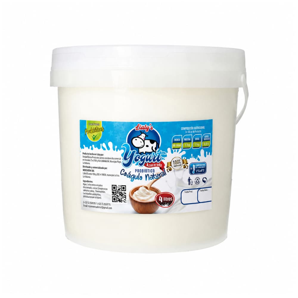 Yogurt azucarado probiótico coágulo natural Lialy's (4 L) - Miniatura 1