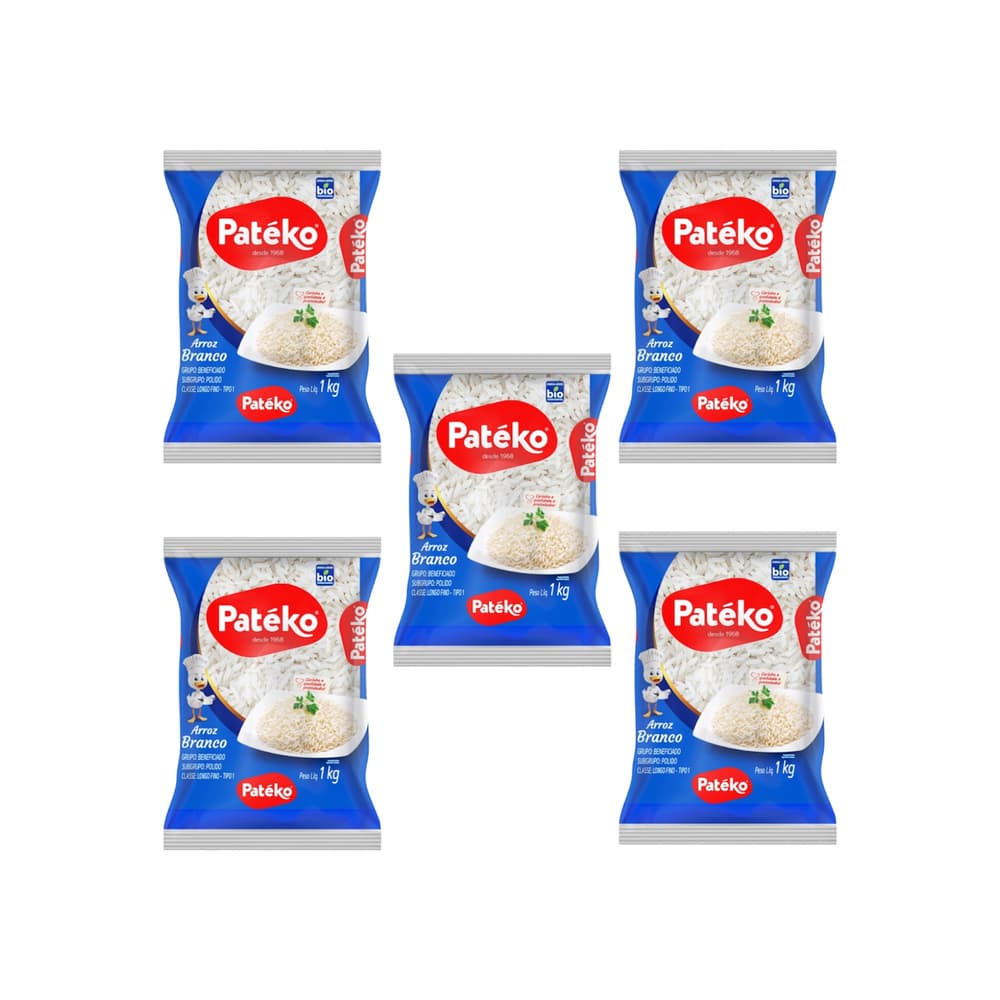 Arroz blanco de grano largo Patéko (5 x 1 kg / 2.2 lb) - Imagen 1