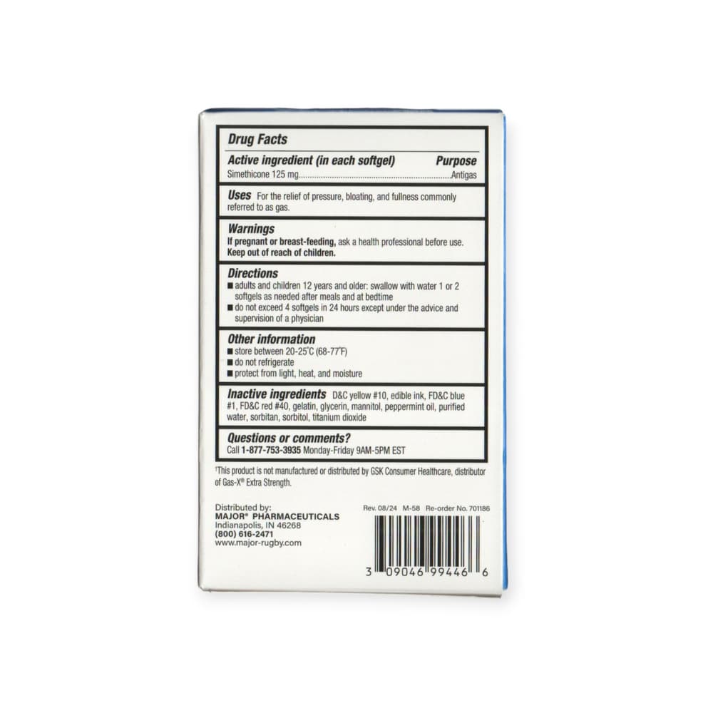 Alivio de gas extrafuerte. Simeticona 125 mg Major (30 cápsulas blandas) - Miniatura 2
