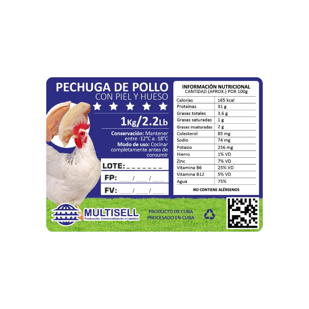 Pechuga de pollo con piel y hueso Multisell (1 kg / 2.2 lb) - Miniatura 3