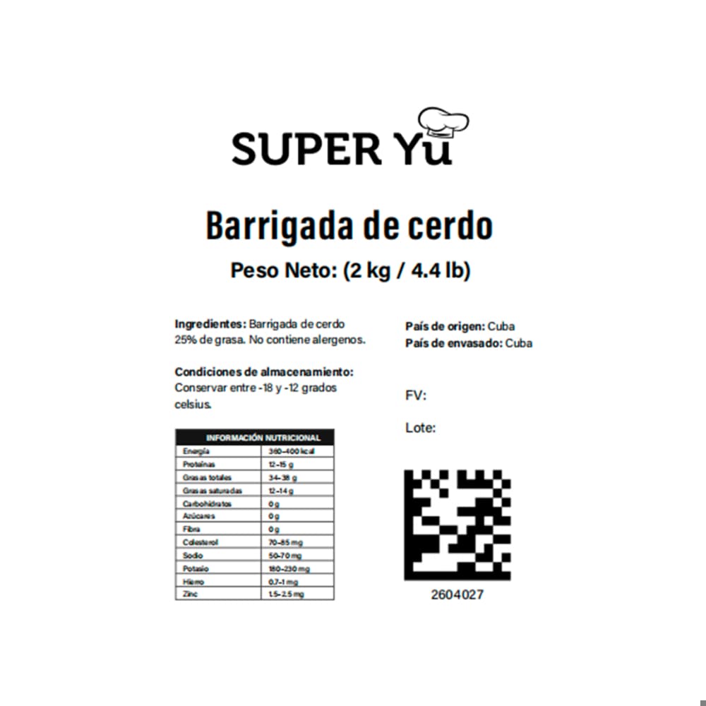 Barrigada de cerdo Super Yu (2 Kg / 4.4 Lb) - Miniatura 3