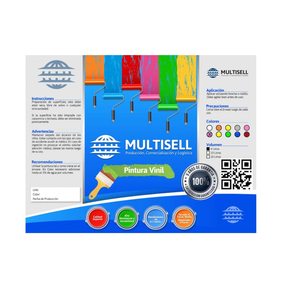 Pintura vinil color malva claro Multisell (4 L) - Miniatura 2