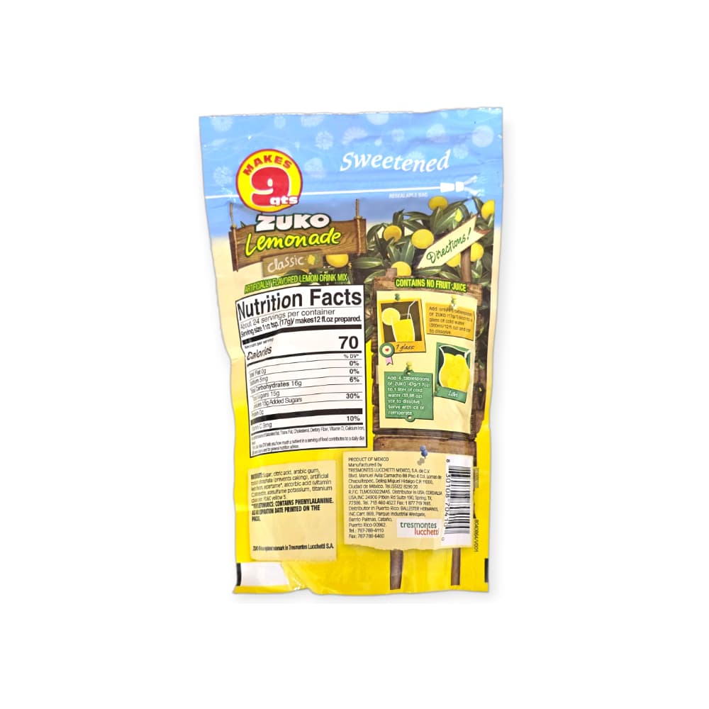Bebida instantánea sabor limonada clásica Zuko (400 g / 14.1 oz) - Miniatura 2