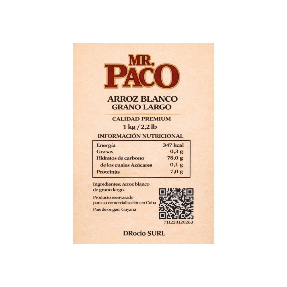 Arroz blanco grano largo Mr. Paco (1 kg / 2.2 lb) - Miniatura 2