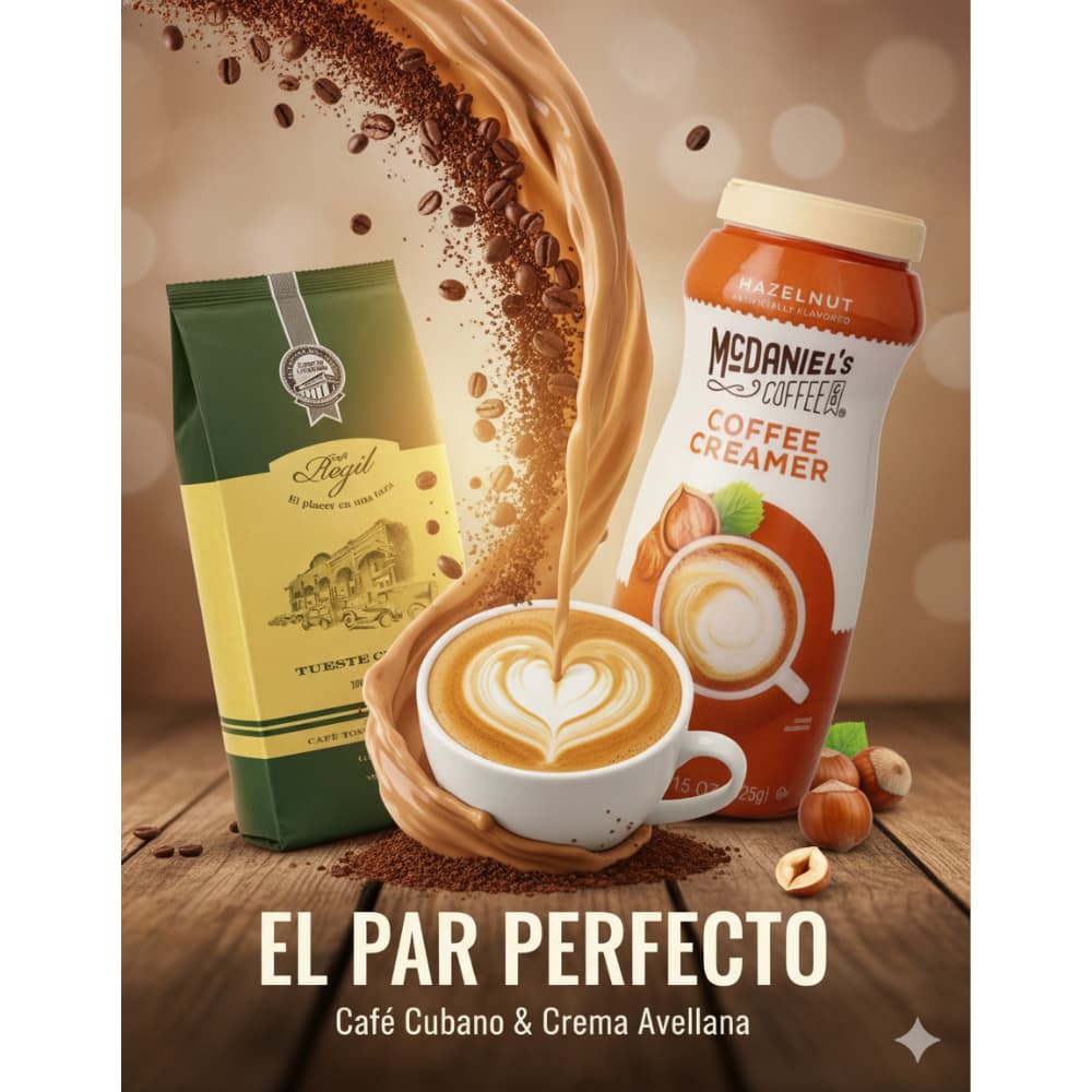 Café tostado y molido Regil (250 g / 8.8 oz) + Crema para café sabor avellana McDaniel's Coffee (425 g / 15 oz) - Miniatura 4