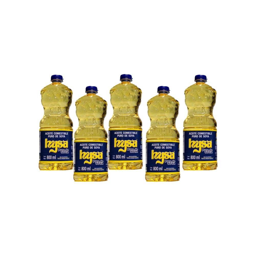 Aceite puro de soya Hysa (5 x 800 ml) - Imagen 1