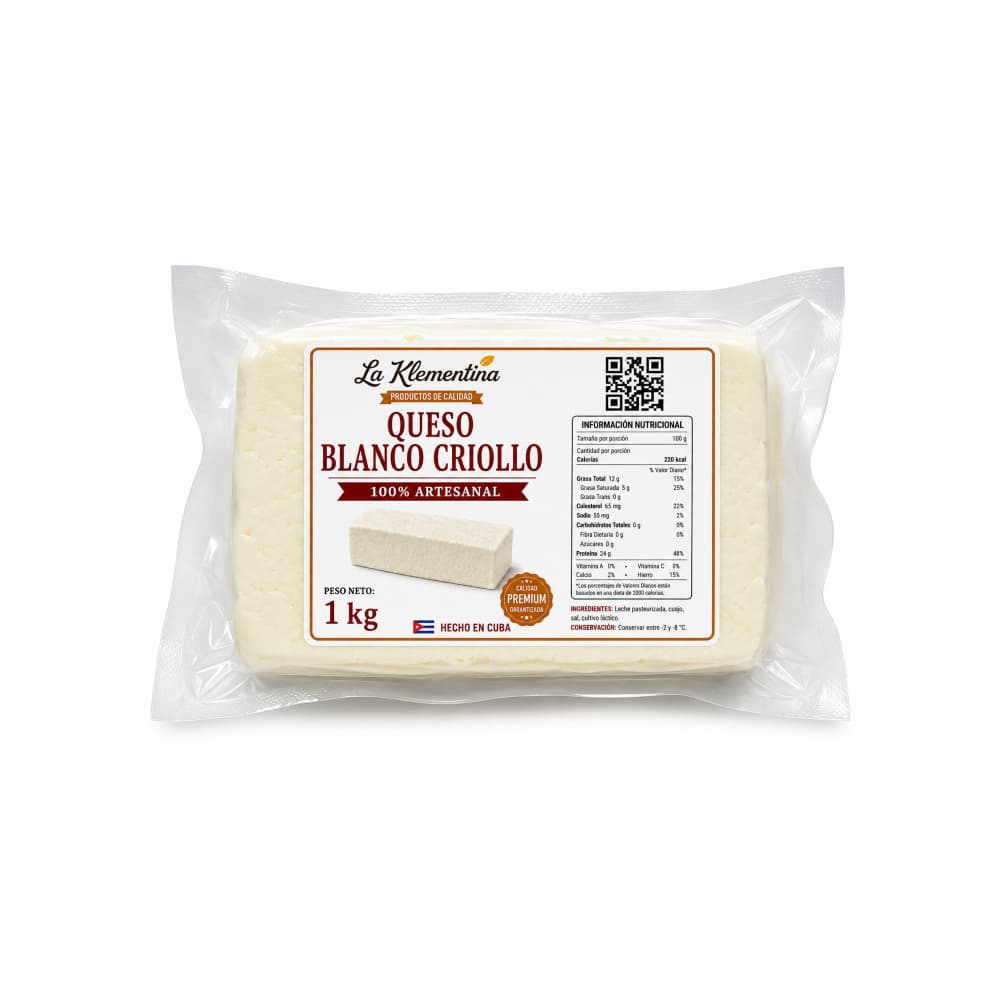 Queso blanco criollo La Klementina (1 kg / 1.1 lb) - Miniatura 1