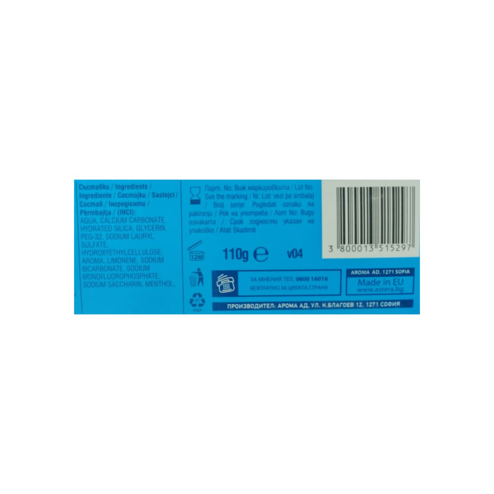 Pasta de dientes Astera Active 3 Fresh Mint (110 g / 3.88 oz) - Miniatura 3